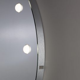 Frameless round mirror, with led lights
