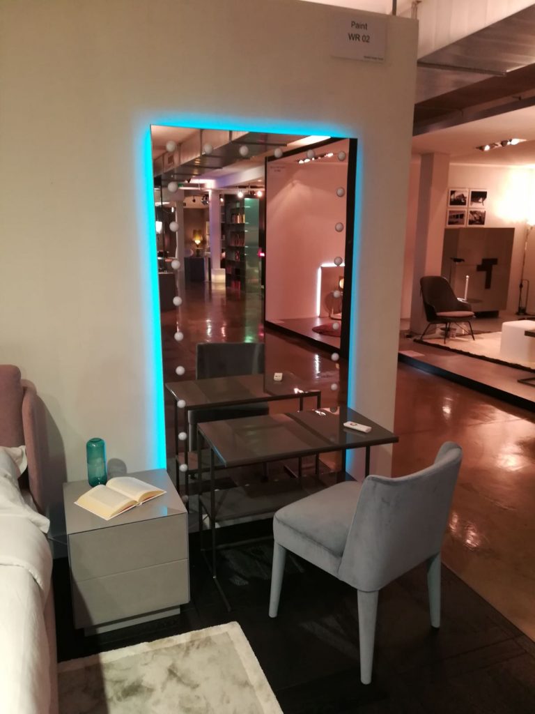 backlit mirror in bedroom